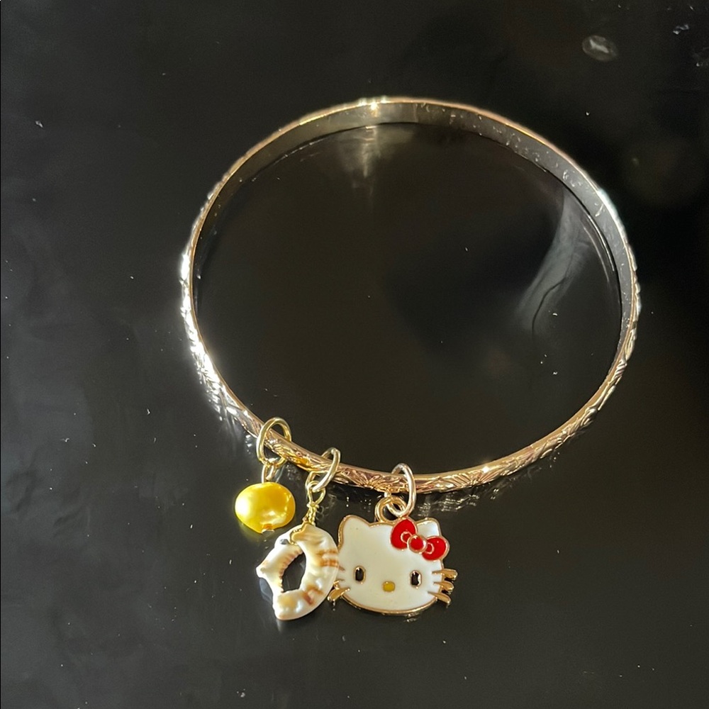 Hello Kitty Gold Bracelet with Red and Yellow Charms